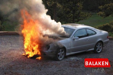 Zaqatalada "Mercedes" yanıb