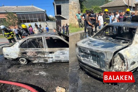 Balakəndə avtomobil yanaraq külə döndü: Xəsarət alan var - FOTO